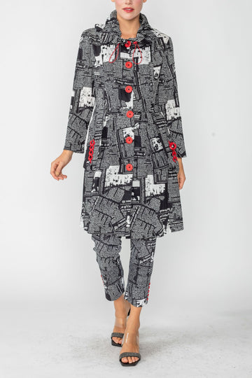 Black Chain Detail Newspaper Jacket